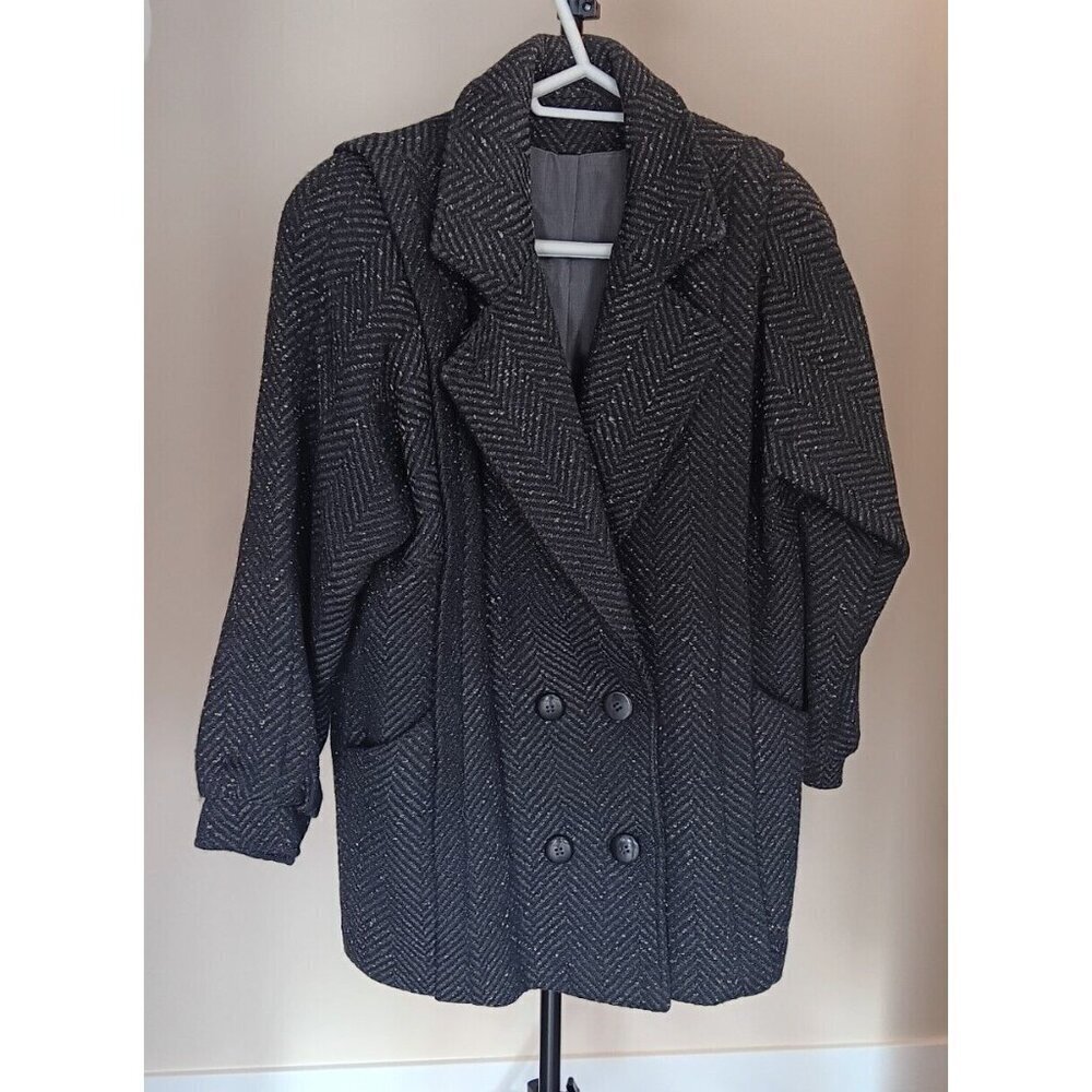 Vintage Wool Coat 5/6 Women Collection Elegante Thunder Bay Made In Romania Gray